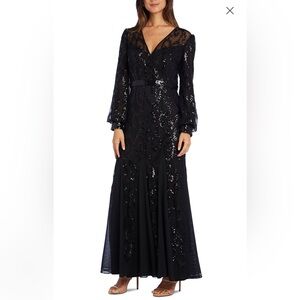 R&M Richards sequin blouson – sleeve gown, size 16